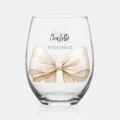 ブライドメイド・ベージュ・クリーム・ボウ ステムなしワイングラス (裏面)