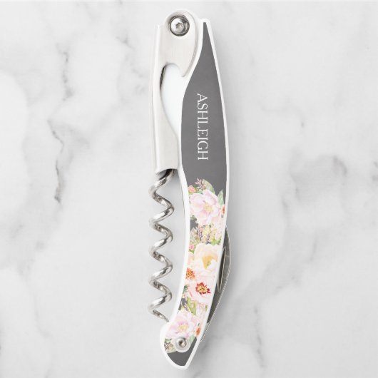 ブライドメイパーソナライズされたド赤面牡丹シャルボード ソムリエナイフ (正面)