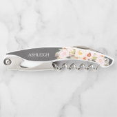 ブライドメイパーソナライズされたド赤面牡丹シャルボード ソムリエナイフ (正面)