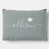 ブライドメイモダンドスクリプトSageグリーンハート アクセサリーポーチ (正面)