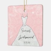 ブライドメイ結婚ドのオーナメントドレスピンクダマスク セラミックオーナメント (左)