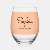 ブライドメイ結婚ドモノグラエレガントムのかわいらし桃 ステムなしワイングラス (正面)