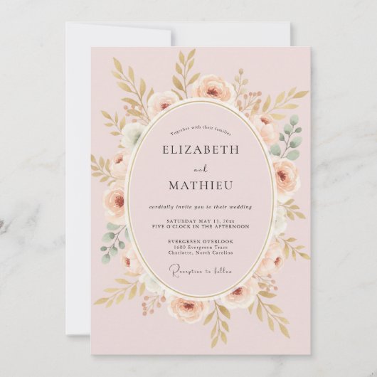 ブライドルゴールドのリースの結婚式 招待状 (正面)