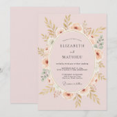 ブライドルゴールドのリースの結婚式 招待状 (正面/裏面)