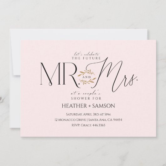 ブライドルパーティーの招待状「Mr. + Mrs.」 招待状 (正面)