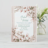 ブライドルピンクの桜とゴールドフレームの結婚式 招待状 (スタンド正面)