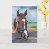 ブライドル札またはグリーティングカード付きブラウンホース カード (黄色い花)