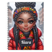 ブライド付きの黒人の女の子アフリカ系アメリカ人 ノートブック (正面)