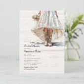 ブライド結婚インズドレス女性のカーボーイブーツブライダルシャワー 招待状 (スタンド正面)