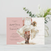 ブライド結婚ズドレス女性のカーボーイブーツブライダルシャワー 招待状 (スタンド正面)