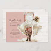 ブライド結婚ズドレス女性のカーボーイブーツブライダルシャワー 招待状 (正面/裏面)