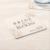ブライド・イン・ブルーム タン ブラウン ブライダルシャワー スクエアペーパーコースター (アングル)