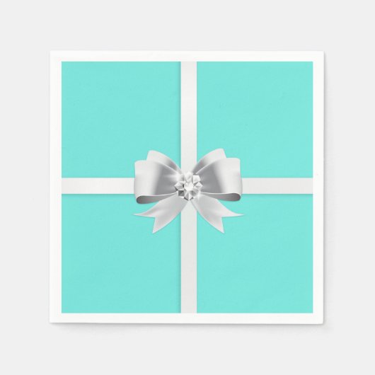 ブライド&コターコイズ/ティール（緑がかった色）ブライダルパーティナプキンス スタンダードカクテルナプキン (正面)