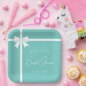 ブライド＆コー エレガント ホワイト ボウ リボン ブライズシャワー ペーパープレート (パーティー)