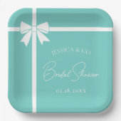 ブライド＆コー エレガント ホワイト ボウ リボン ブライズシャワー ペーパープレート (正面)