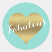 ブライド&コー ゴールドハート ティールブルー シャワーパーティー ラウンドシール (正面)