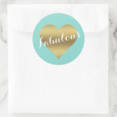 ブライド&コー ゴールドハート ティールブルー シャワーパーティー ラウンドシール (バッグ)