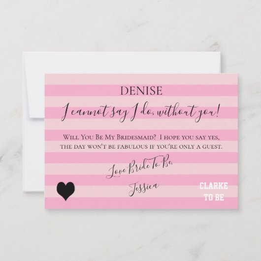 ブライド·コ·ピンクが私の花嫁の付き添いになるMOHパーティー 招待状 (裏面)