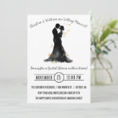 ブライド&ゴムシルエット、モノクロブライダルシャワー 招待状 (スタンド正面)