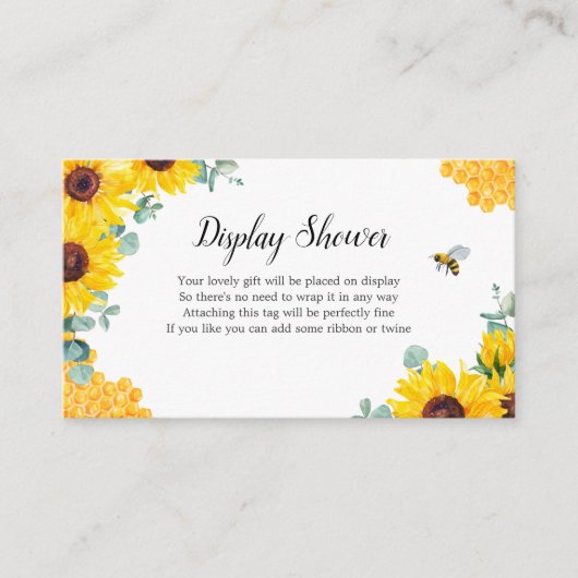 ブライド・トゥ・ビー　ひまわり　ハニカム　ディスプレイ　シャワーのお祝い エンクロージャーカード (正面)