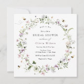 ブライド トゥ ビー ラベンダー ワイルドフラワー ブライダル シャワー 招待状 (正面)