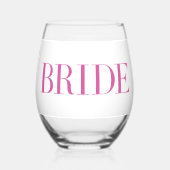 ブライド ピンク モダン パーソナライズ ステムなしワイングラス (正面)