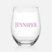 ブライド ピンク モダン パーソナライズ ステムなしワイングラス (裏面)