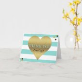 ブライド&ファミリー金ゴールドハートティール(緑がかった色)ブルーパーソナライズされた カード (黄色い花)