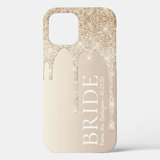 ブライド・フューチャー・ミセス ゴールド・グリッター・ドリップ Case-Mate iPhoneケース (裏面)