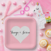 ブライド&ブライドメイズシルバーハートピンクブライダルパーティ ペーパープレート (パーティー)