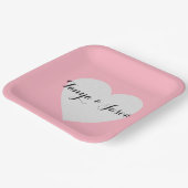 ブライド&ブライドメイズシルバーハートピンクブライダルパーティ ペーパープレート (傾斜あり)