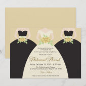 ブライド&ブリデスメイドブライダルシャワー招待状(金ゴールド) 招待状 (正面/裏面)