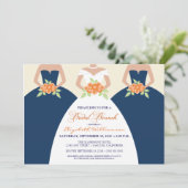 ブライド&ブリデスメイドブライダルブランチ招待状(ネイビー) 招待状 (スタンド正面)