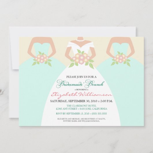 ブライド&ブリデスメイドブライダルブランチ招待状(ミント) 招待状 (正面)
