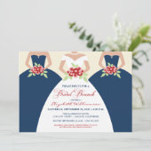 ブライド&ブリデスメイドブライダルブランチ招待状（海軍） 招待状 (スタンド正面)