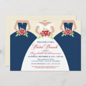 ブライド&ブリデスメイドブライダルブランチ招待状（海軍） 招待状 (正面/裏面)