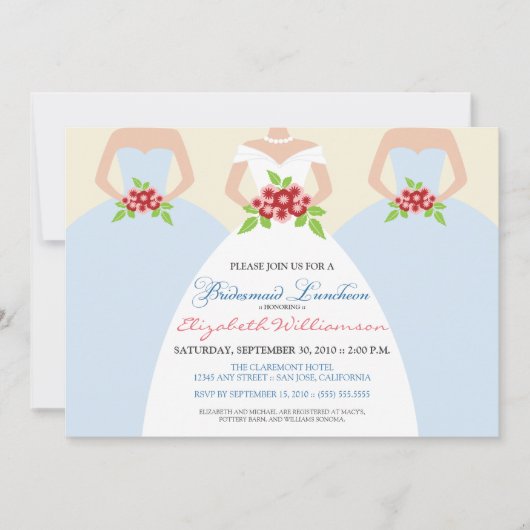 ブライド&ブリデスメイドブライダルルンチョン招待状（ミスト） 招待状 (正面)