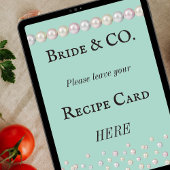 ブライドCoティール（緑がかった色）ブルーパールブライダルシャワーレシピカード ポスター