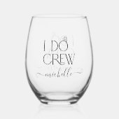 ブライドIドクルー名前をカスタムする結婚ズリングや輪 ステムなしワイングラス (正面)