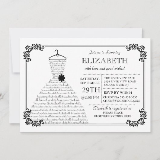 ブライモダンドかわいらしズドレスブライダルシャワー 招待状 (正面)