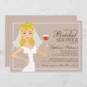 ブライモダンドワインテーマブライダルシャワー招待 招待状 (正面/裏面)