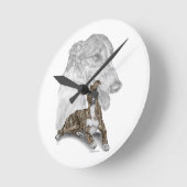 ブラインドグレイハウンドドッグアート ラウンド壁時計 (傾斜)