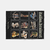 ブラインロイタリアンット文字ミームジェンZフーおもしろいモ フリースブランケット (正面(横))