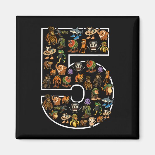 ブラインロイタリアンット誕生日5歳ミーム5thキッズボーイズ マグネット (正面)