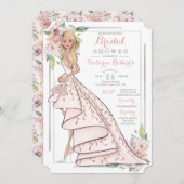 ブライ図解入りの、写真付きのドフローラブライダルシャワー 招待状 (正面/裏面)