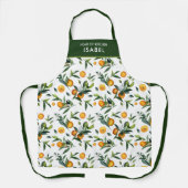 ブライ鮮やかトシトラ葉スとフラワーのシェフ名 エプロン (正面)