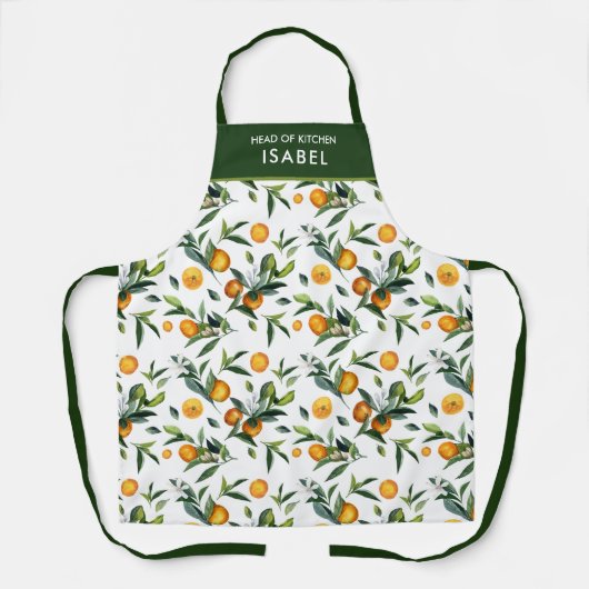 ブライ鮮やかトシトラ葉スとフラワーのシェフ名 エプロン (正面)