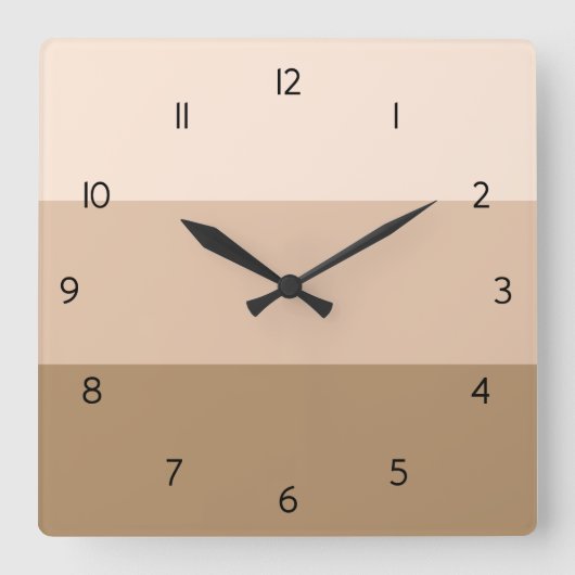 ブラウグラデーションン正ストライプの方形時計 スクエア壁時計 (正面)