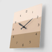 ブラウグラデーションン正ストライプの方形時計 スクエア壁時計 (傾斜)