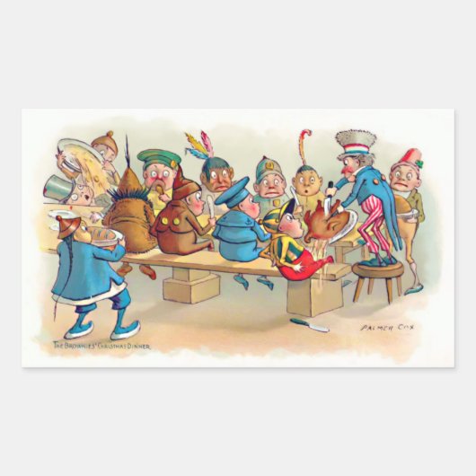 ブラウニーのクリスマス夕食 長方形シール (正面)